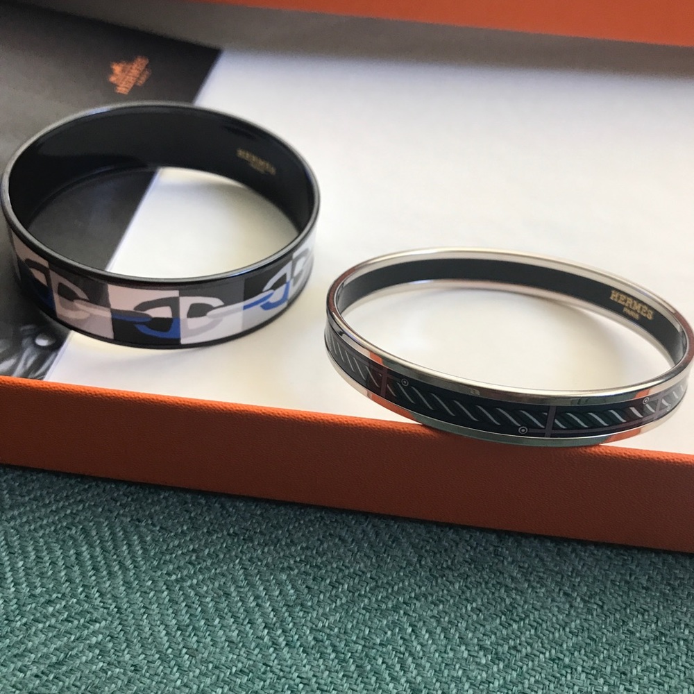 HERMÈS WIDE ENAMEL BRACELETs..
